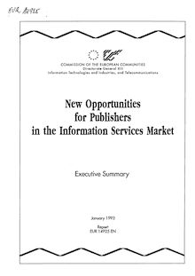 New Opportunities for Publishers in the Information Services Market