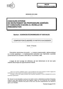 Composition élaborée à partir d un dossier 2008 Agrégation de sciences économiques et sociales Agrégation (Interne)