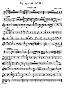 Partition trompette 1 (en D et C), Symphony No.88 en G major, Sinfonia No.88