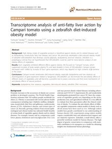 Transcriptome analysis of anti-fatty liver action by Campari tomato using a zebrafish diet-induced obesity model