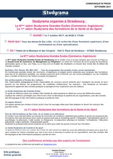 Studyrama organise deux salons d orientation à Strasbourg le 7 octobre