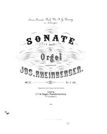 Partition complète, orgue Sonata No.1, Op.27, Rheinberger, Josef Gabriel