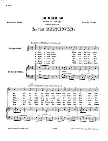 Partition complète, So oder So, WoO 148, F major, Beethoven, Ludwig van par Ludwig van Beethoven