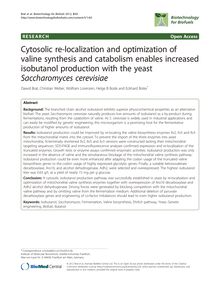 Cytosolic re-localization and optimization of valine synthesis and catabolism enables inseased isobutanol production with the yeast Saccharomyces cerevisiae