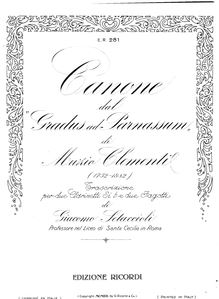 Score, Gradus ad Parnassum, Clementi, Muzio