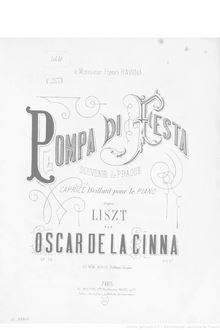 Partition complète, Pompa di Fiesta, Souvenir de Prague, Caprice brillant d après Liszt