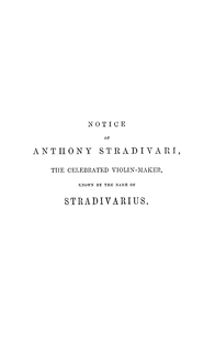 Partition Complete Text, Anthony Stradivari, Fétis, François-Joseph