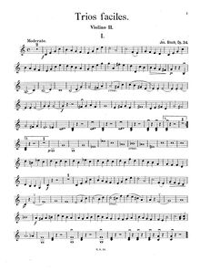 Partition violon 2, Easy Trios pour violon, Trios faciles, Op.34