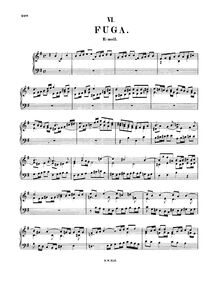 Partition complète, Fugue, Fuge, E minor, Bach, Johann Sebastian
