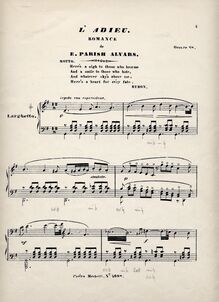 Partition complète, L Adieu, Op.68, Romance sans paroles, G Major