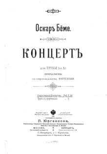 Partition complète, trompette Concerto, Op.18, E minor, Böhme, Oskar