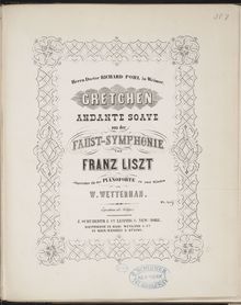 Partition Faust-Symphonie. Gretchen; arr (S.108/2), Collection of Liszt editions, Volume 9