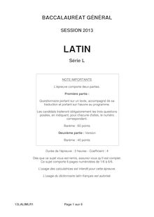 Sujet du bac serie L 2013: Latin-métropole