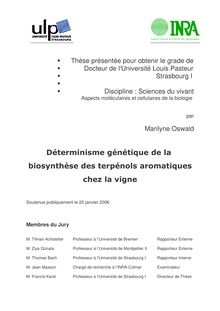 Thèse présentée pour obtenir le grade de Docteur de l Université Louis Pasteur Strasbourg I Discipline Sciences du vivant Aspects moléculaires et cellulaires de la biologie