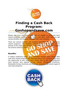 Finding a Cash Back Program with Goshopandsave.com