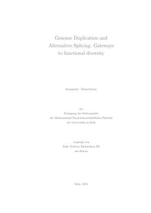 Genome duplication and alternative splicing [Elektronische Ressource] : gateways to functional diversity / Dale Newton Richardson