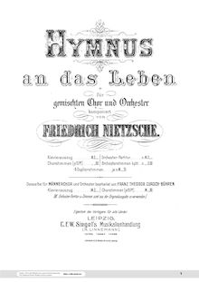 Partition complète, Hymnus an das Leben, Nietzsche, Friedrich