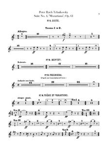 Partition trompette 1, 2 (B♭),  No.4, Mozartiana, Tchaikovsky, Pyotr