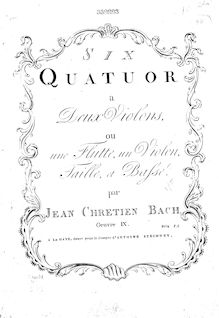 Partition hautbois (ou flûte, ou violon 1), 6 quatuors, Six quatuor a deux violons, ou une flutte, un violon, taille, et basse. Oeuvre IX