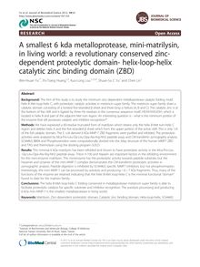 A smallest 6 kda metalloprotease, mini-matrilysin, in living world: a revolutionary conserved zinc-dependent proteolytic domain- helix-loop-helix catalytic zinc binding domain (ZBD)