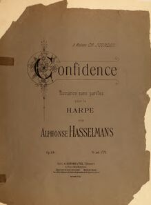 Partition complète, Confidence, Romance sans paroles pour la harpe par Alphonse Hasselmans