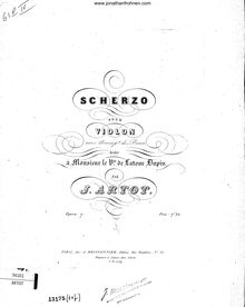 Partition de violon, Scherzo, Artôt, Alexandre Joseph