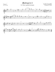 Partition ténor viole de gambe 1, octave aigu clef, Madrigali a Cinque Voci [Libro secondo] par Carlo Gesualdo