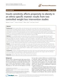 Insulin sensitivity affects propensity to obesity in an ethnic-specific manner: results from two controlled weight loss intervention studies