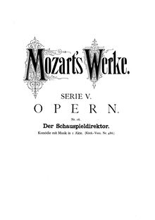 Partition Contents, Der Schauspieldirektor, The Impresario, Mozart, Wolfgang Amadeus