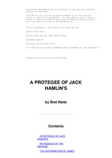 A Protegee of Jack Hamlin s and Other Stories