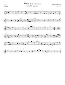 Partition viole de gambe aigue,  No. 4 pour two violes de gambe et orgue par William Lawes