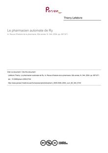 Le pharmacien automate de Ry - article ; n°344 ; vol.92, pg 667-671
