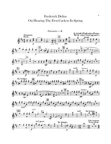 Partition clarinette (en B♭), 2 pièces pour petit orchestre, Delius, Frederick