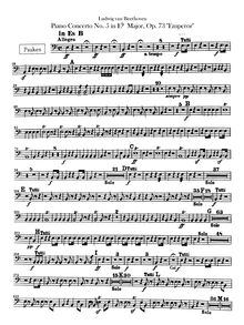Partition timbales, Piano Concerto No.5, Emperor, E♭ Major, Beethoven, Ludwig van