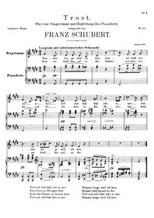 Partition voix + partition de piano, Trost, D.523, Comfort, Schubert, Franz
