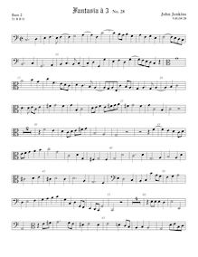 Partition Bass2 viole de gambe, fantaisies et Pavin pour 3 violes de gambe et orgue