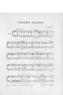 Partition No.2 Andante plaintif,  pour le piano, Ciolfi, C