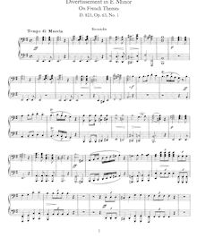 Partition , Tempo di Marcia, Divertissement, D.823, Schubert, Franz par Franz Schubert