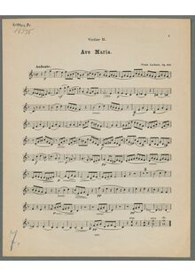 Partition violons II, Ave Maria, Op.162, F major, Lachner, Franz Paul