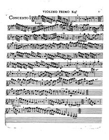 Partition violon I, Six Concertos en Seven parties, Avison, Charles