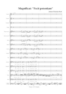 Partition Fecit Potentiam (chœur SSATB), Magnificat, D major, Bach, Johann Sebastian