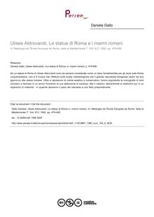 Ulisse Aldrovandi, Le statue di Roma e i marmi romani - article ; n°2 ; vol.104, pg 479-490