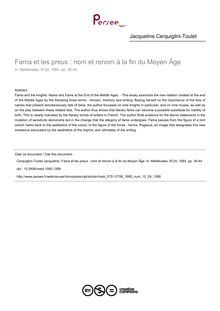 Fama et les preux : nom et renom à la fin du Moyen Âge - article ; n°24 ; vol.12, pg 35-44