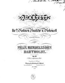 Partition violon 1, corde quatuor No.6, Op.80, F minor, Mendelssohn, Felix