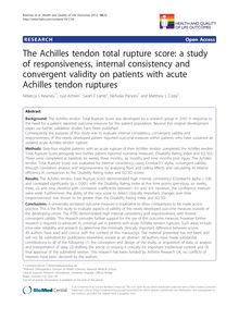 The Achilles tendon total rupture score: a study of responsiveness, internal consistency and convergent validity on patients with acute Achilles tendon ruptures