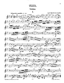 Partition de violon, Piano Trio No.3, B♭ Major, Rheinberger, Josef Gabriel