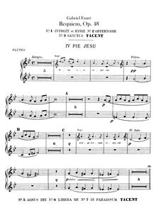 Partition flûte 1/2, Requiem en D minor, D minor, Fauré, Gabriel
