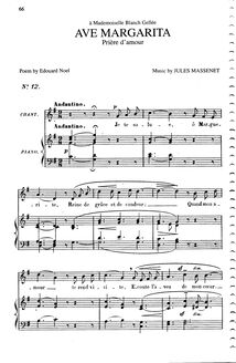 Partition complète (G Major: medium voix et piano), Ave Margarita!