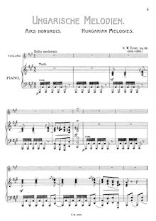 Partition violon et partition de piano, Airs Hongrois Variés, Ernst, Heinrich Wilhelm