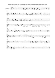 Partition Cornet 2 , partie, Sonata en D minor, D minor, Speer, Georg Daniel